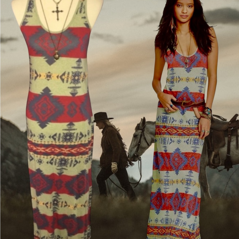 Ralph Lauren Denim & Supply Southwest Tank Dress SP Petite Small Stagecoach Boho